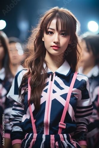 young japanese teenage student as a businesswoman posing glamorously in summer photo