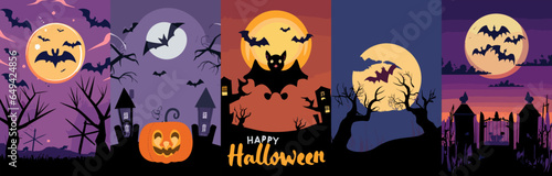 New Halloween panoramic view vector design concept  unique and vibrant