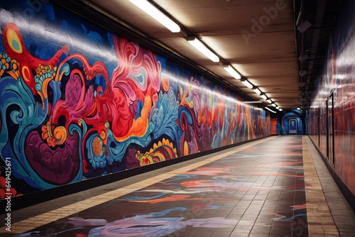 colorful artwork on underground surface. Generative AI