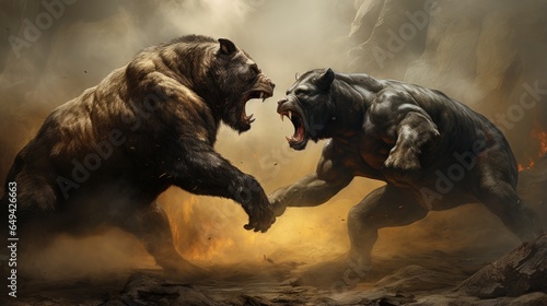 The fight of two fictional animals © cherezoff