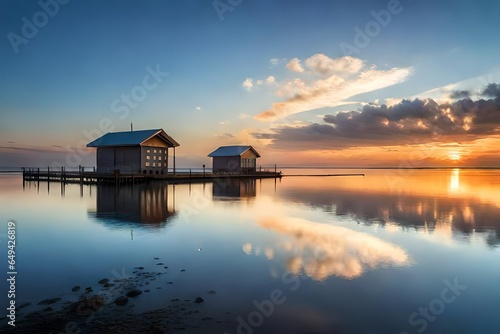 sunset over the lake