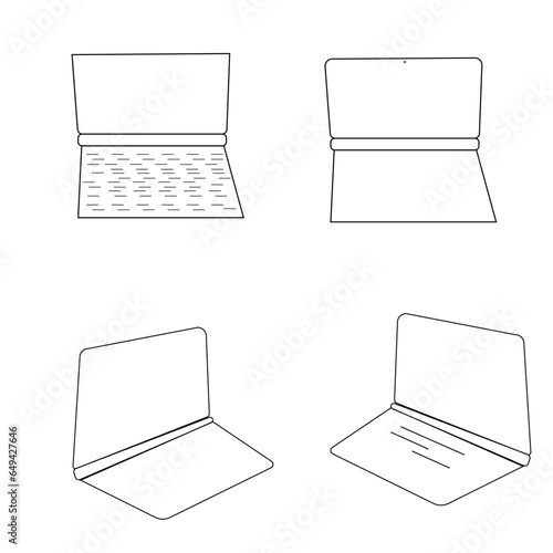 line art laptop vector illustration.electronic device laptop icon 