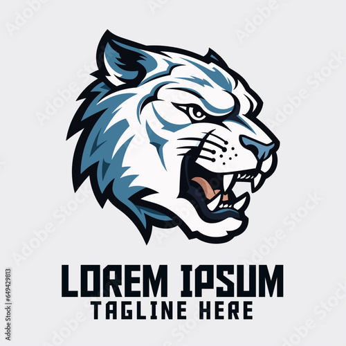 Sport and Esport Animal Templates: White Tiger and Snow Leopard Mascot Head Logos, Icon Badge Emblems