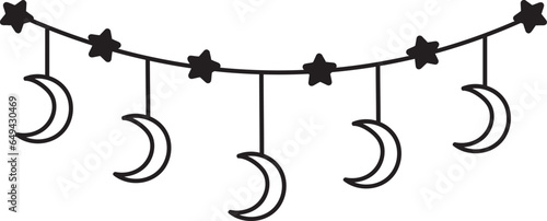 Moons Garland Lined Doodle