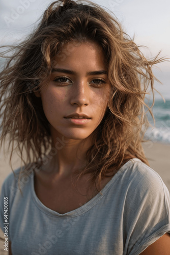 portrait of a beautiful woman on the beach