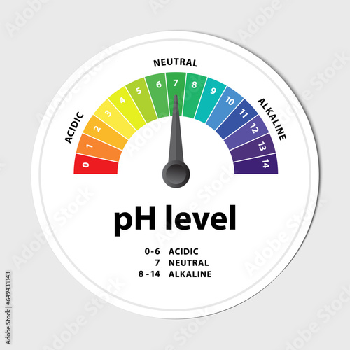Ph level Scale chart indicator diagram value. Alkaline, neutral, acidic solution.
