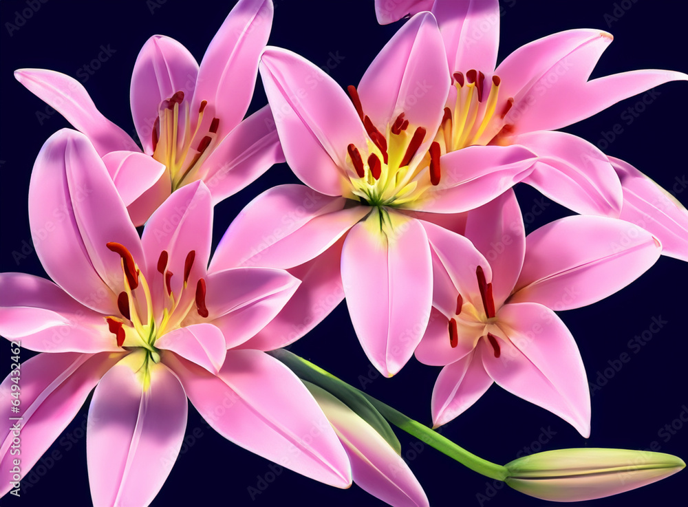 Fototapeta premium pink flower lilies, plant blooms, purple lilly