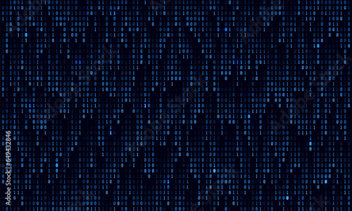 Binary computer code. Cyber background constructed with numbers one and zero. Abstract visualization of programming. Vector illustration.