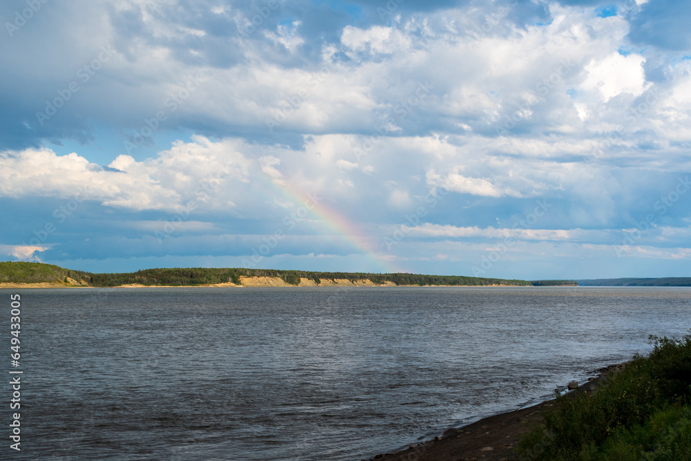 Rainbow Over the Mackenzie River Near Fort Simpson, Northwest Territories, Canada