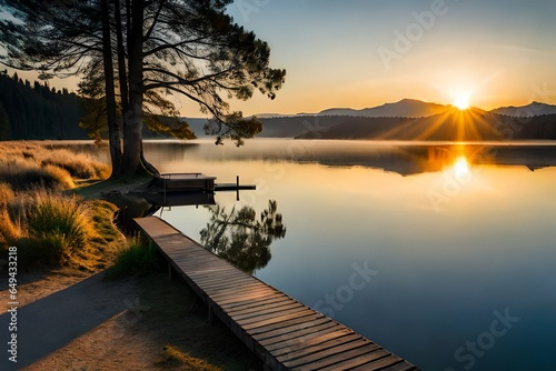 sunset over the lake