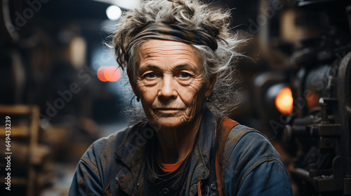 portrait of an old woman, tired working 