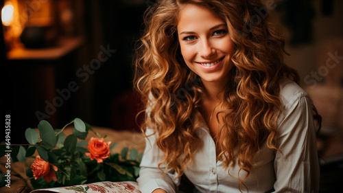 beautiful young girl with a laptop in a cafe © ARAMYAN
