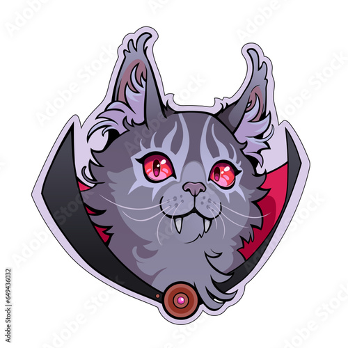 Cute cartoon cat dracula in suit