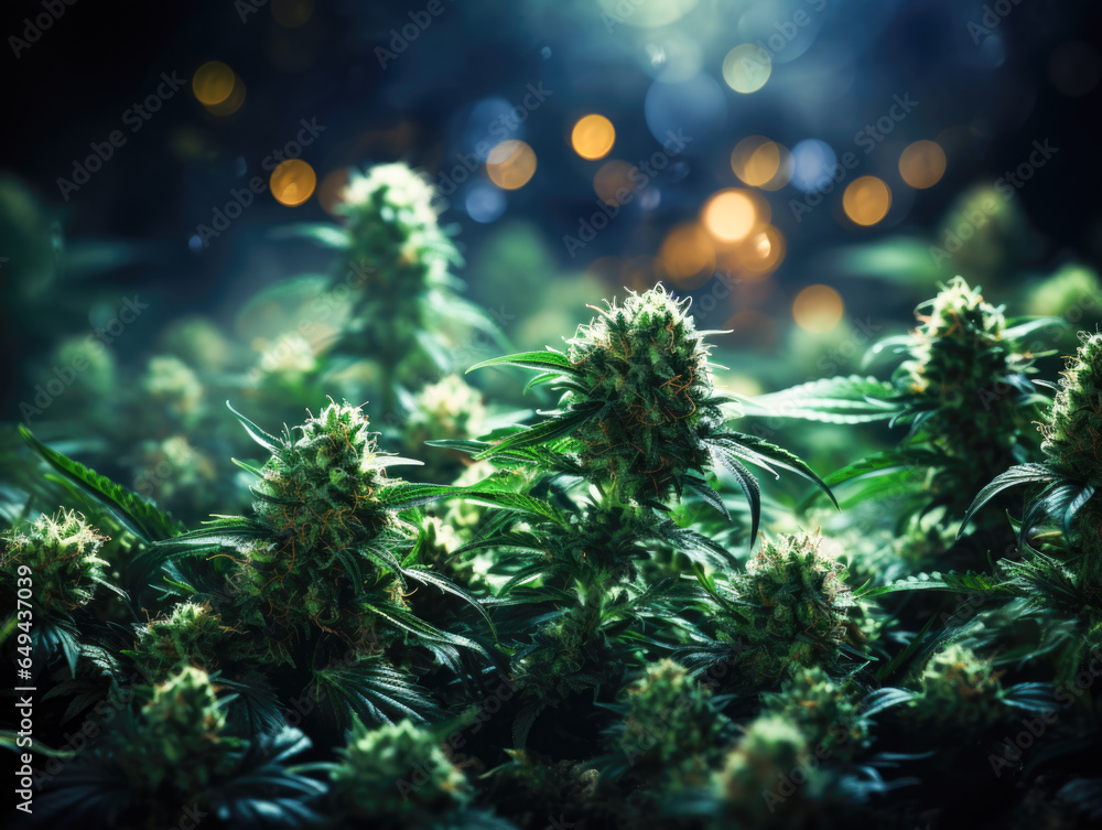 A beautiful green background adorned with CBD cannabis flowers, offering ample copy space. A beautiful green background adorned with CBD cannabis flowers, offering ample copy space.