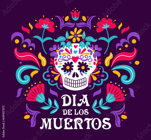Day of the Dead. Dia de Muertos. Catrina, the garbancera skull, the elegant calaca, festive skeleton, the bony dancer. Vector illustration in vintage style. For posters, postcards, banners, design
