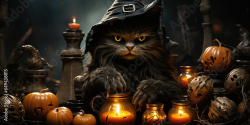 Halloween Scaredy Cat - Black feline 
