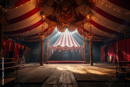 A platform inside a circus tent where performances are held. Generative AI © Kato