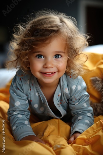 Crawling baby on the bed in...