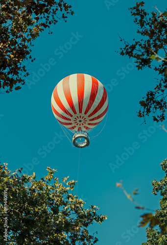 Photography Stripped air ballon fly in blue sky
