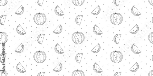 Seamless pattern with watermelon in hand drawn style.