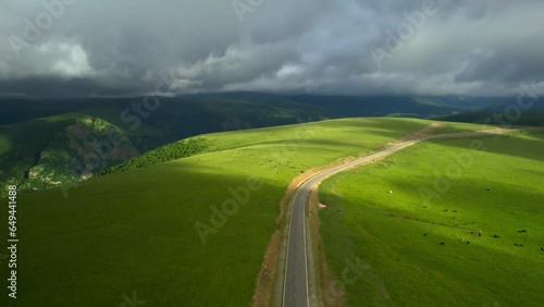 Wallpaper Mural Beautiful aerial view of a mountain road in a picturesque gorge. Landscape and nature of the North Caucasus Torontodigital.ca