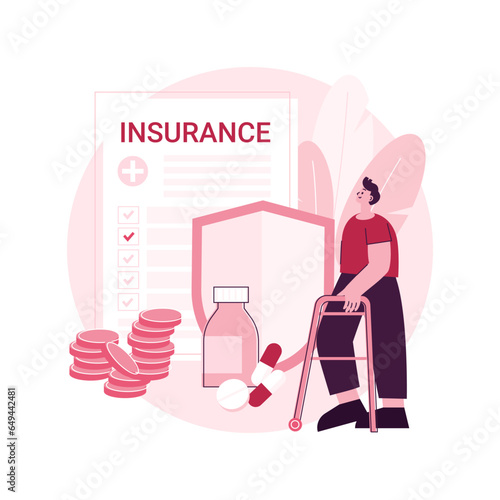 Health insurance abstract concept vector illustration. Health insurance contract, medical expenses, claim application form, agent consultation, sign document, emergency coverage abstract metaphor.