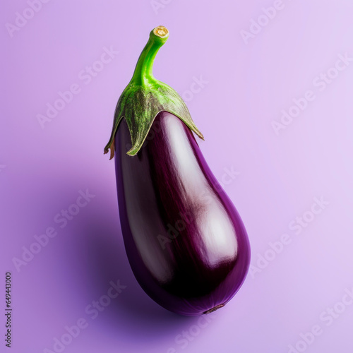 Ripe eggplant on a bright background. Minimalism.