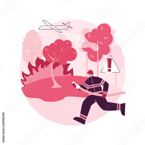 Prevention of wildfire abstract concept vector illustration. Forest and grass fire, conflagration safety engineering, wildfire prevention, firefighting service, save wildlife abstract metaphor.