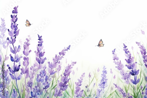 Continuous lavender watercolor border. Generative AI