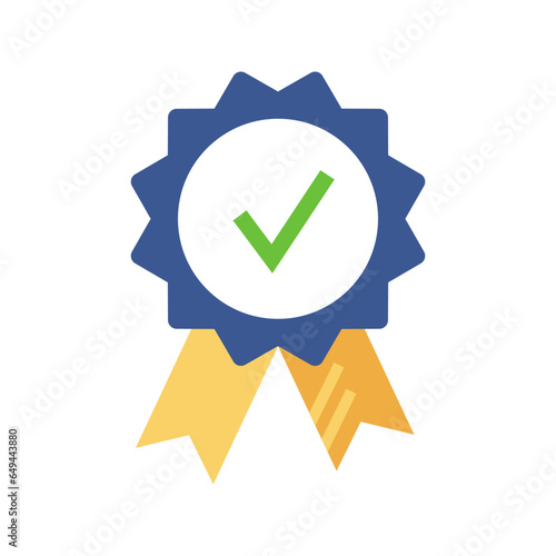 Certified badge, consumer control emblem. Approved or certified medal icon. Award symbol.