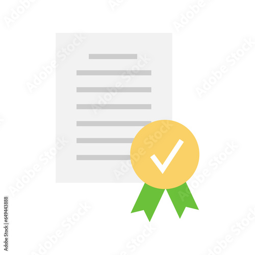 Documents approved icon. Document accredited, authorized agreement, patent.