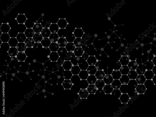 Abstract hexagonal molecules, molecular structure of DNA. Technology background and science design