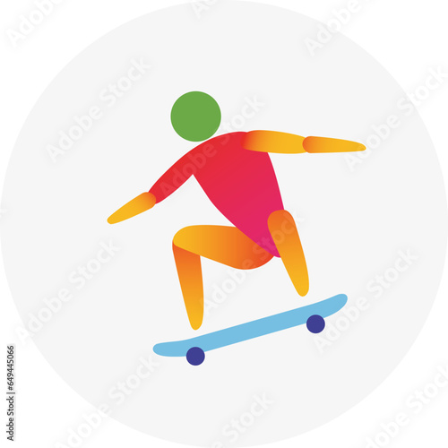 Skateboarding competition icon. Colorful sport sign.