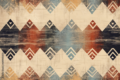 Ethnic pattern with cashmere and background scratched with earthy colors