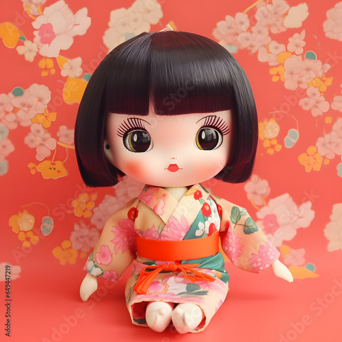 Retro japanese geisha pink doll