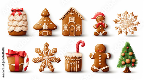 Christmas symbols isolated on white background, AI Generated