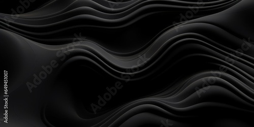 Black Slime Creative Abstract Wavy Texture. Screen Wallpaper. Digiral Art. Abstract Bright Surface Liquid Horizontal Background. Ai Generated Vibrant Texture Pattern.