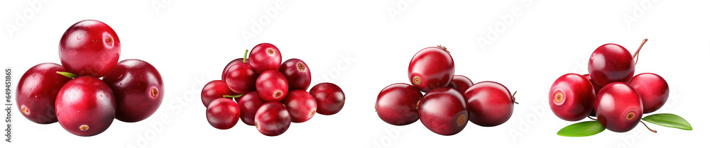 Cranberries isolated on transparent background generative ai