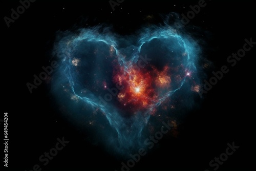 Astrological nebula shaped like a heart, symbolizing love. Generative AI
