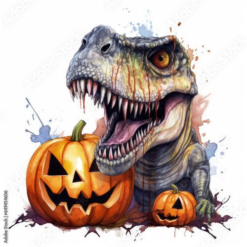 Watercolor halloween trex © sukumarbd4