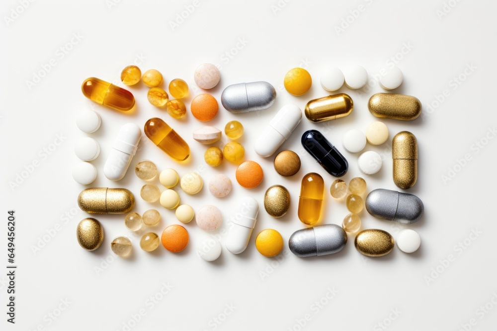 Selection of capsules and pills. Health care, medical treatment concept Selection of capsules and pills. Health care, medical treatment concept