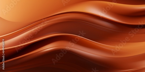 Brown Glossy Surface Creative Abstract Wavy Texture. Screen Wallpaper. Digiral Art. Abstract Bright Surface Liquid Horizontal Background. Ai Generated Vibrant Texture Pattern.