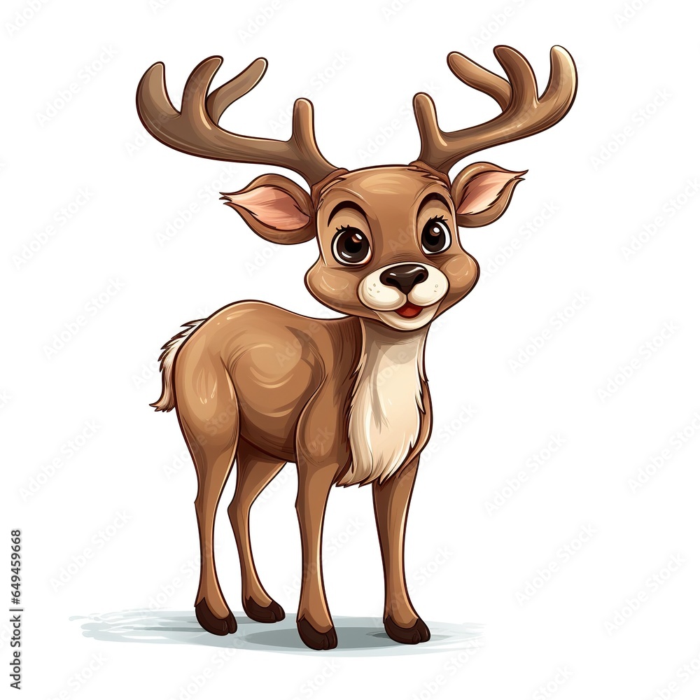 cartoon reindeer on white background cartoon reindeer on white background