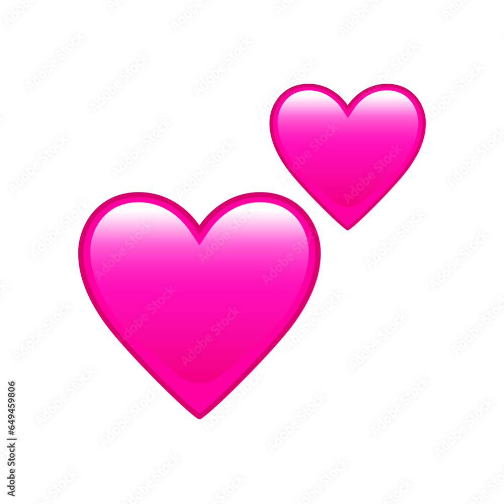Two pink hearts social media emoji, emoticon for web and mobile. Vector emoticon.