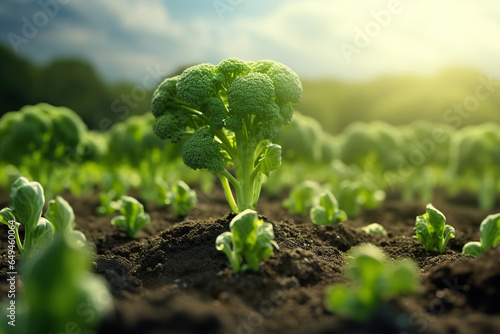 Wallpaper Mural cultivated Broccoli vegetable field earth day concept Torontodigital.ca