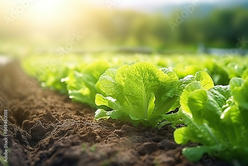 cultivated Lettuce vegetable field earth day concept