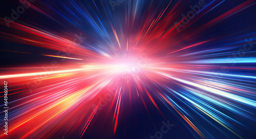 Futuristic speed motion with blue and red rays of light
