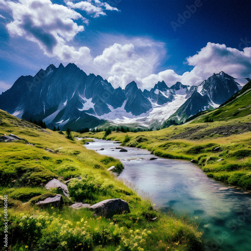 Summer Serenity in the Alpine Mountains  image generated by AI