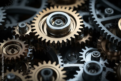 Metal gears showcasing the process of sales. Generative AI