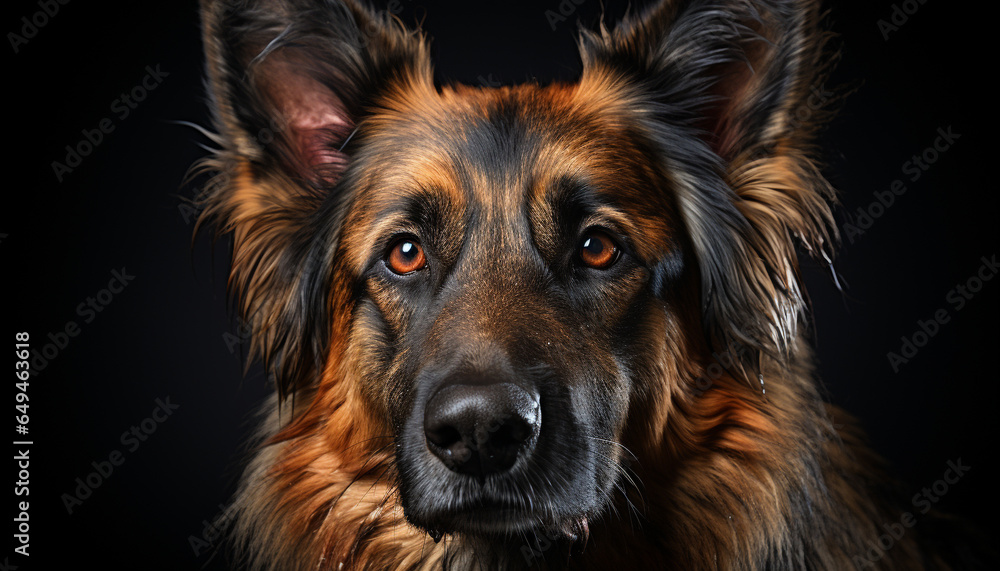 Cute puppy sitting, looking at camera, loyal and obedient generated by AI Cute puppy sitting, looking at camera, loyal and obedient generated by AI